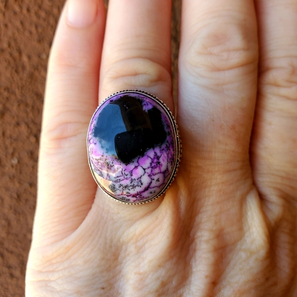 New Unique Dendritic Opal 925 Silver Ring. - Picture 7 of 11